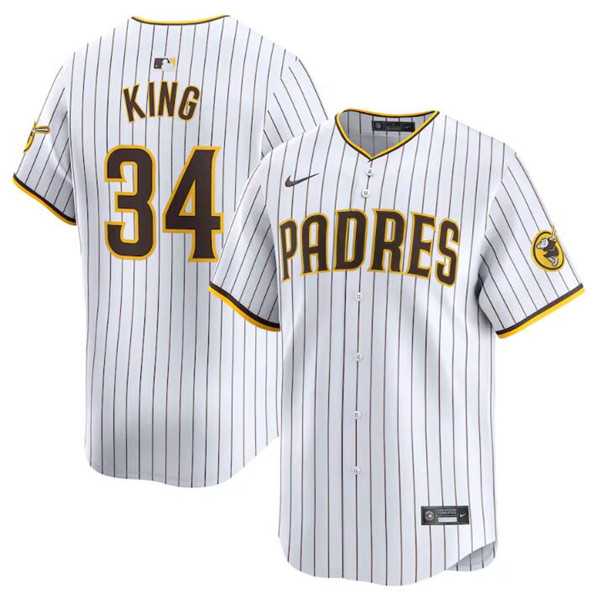 Men%27s San Diego Padres #34 Michael King White 2024 Home Limited Baseball Stitched Jersey Dzhi->san diego padres->MLB Jersey